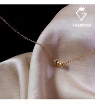 14k Gold Triple Cirque Advanced Design Sensation Necklace Lady Brief about 100 hitch Han version Transfer lock Bone Chain Gentle Temperament