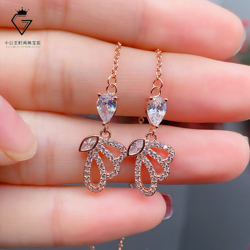 Mosanstone earbuds 18K rose gold butterfly earrings Stars Geometric Earshot Fashion Nets Red Homo 100 hitch