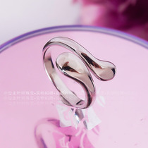 18k white gold opening drop ring female hip-hop lukewarm wind fashion 100 hitch a small crowd light and luxurious ring accessories