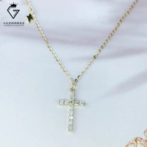 Latest minimalist Temperament Lock Bone Necklace Small Cross Sparkling Mosanstone Emulation Diamond 18k Gold Necklace