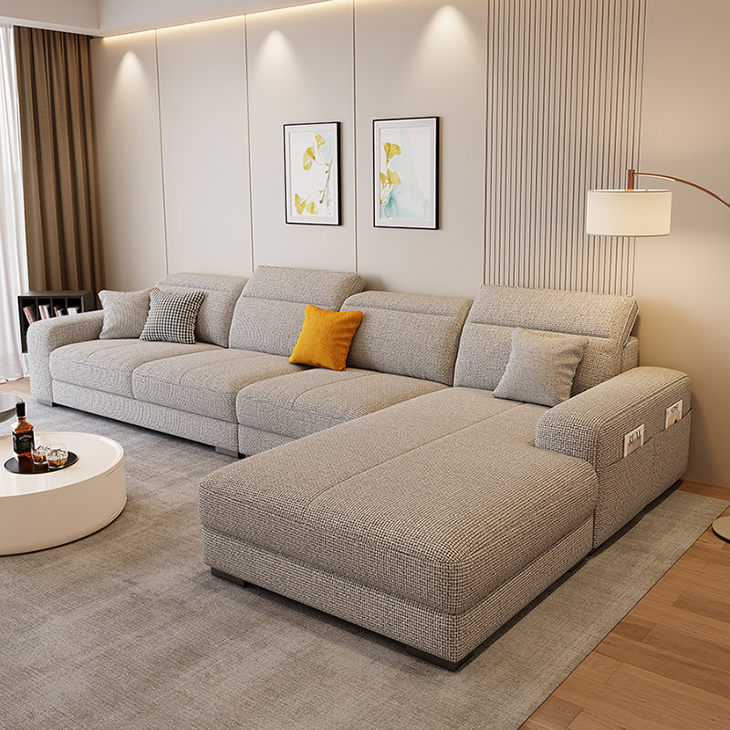 2025 New Cotton and Linen Removable Fabric Sofa, Simple Modern Small Apartment Cat-Scratch-Resistant Chaise Lounge Set
