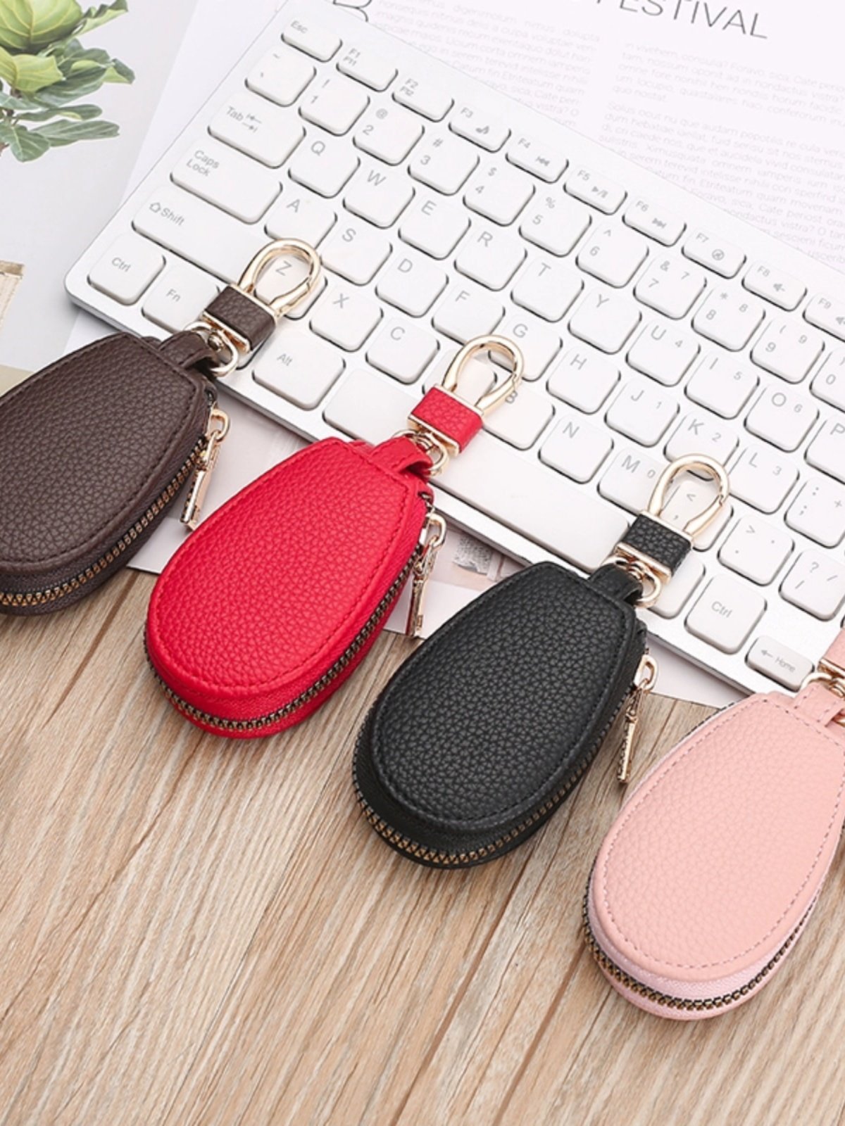 Business Mini Fashion Universal Genuine Leather Household Compact Key Bag Waist Hanging Korean Style Large Capacity Car Key Bag for Women