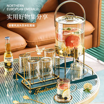 Home with faucet cold kettle cool kettle juice pot set living room large capacity fruit lemon tea glass bucket