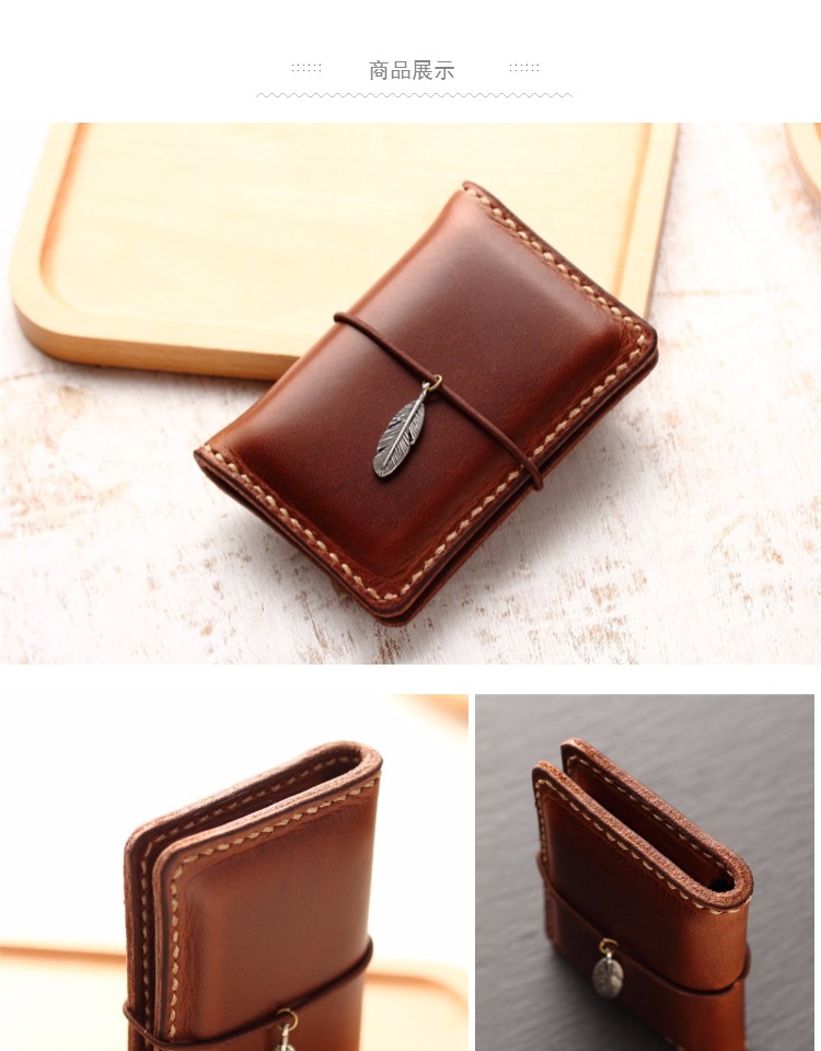 Handmade chủ thẻ kinh doanh da tay khâu tùy chỉnh nam giới và phụ nữ gói thẻ lớp đầu tiên da coin purse lưu trữ túi chữ miễn phí ví nam cầm tay