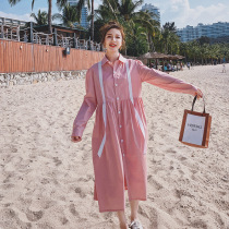 Pregnant womens new net red spicy mother dress spring and summer Korean version of loose temperament shirt late pregnancy small man long skirt