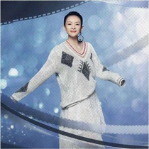 Zhang Ziyi star is the same 22 spring and autumn diamond-shaped spelling ironing drill knit V-collar cuff sweater female Han Yipashi