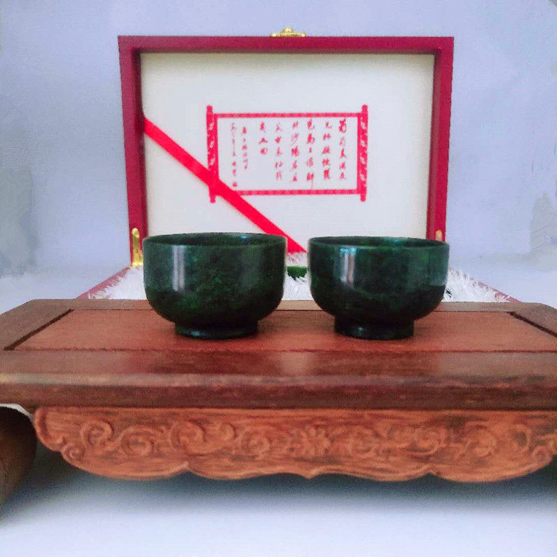 Jiuquan other Qilian ink jade luminous cup Gansu specialty Wushan mandarin duck jade tea cup wine cup factory direct sales