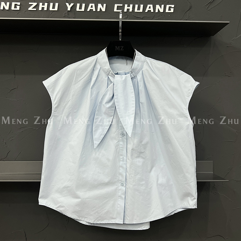 High-End European Goods 2025 Summer New Tie Design Niche Simple Fashion Sleeveless Shirt Women's Top