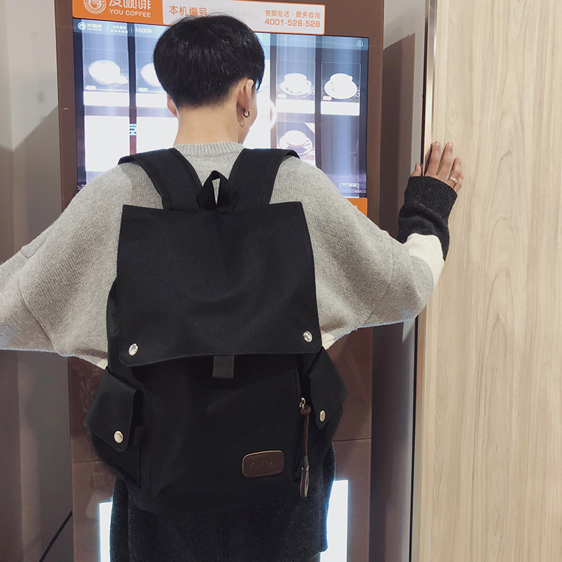 2021 student schoolbag youth campus Korean version of high school students canvas flip shoulder bag casual simple computer bag