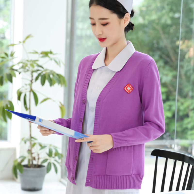 phụ nữ y tá áo len của y tá áo khoác cardigan hàng dệt kim dày cộng với nhung mùa đông outwear mặc Nightingale