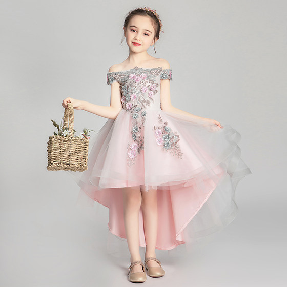 Children's dress princess dress girl fluffy yarn flower girl small wedding dress birthday foreign style catwalk piano performance costume high-end