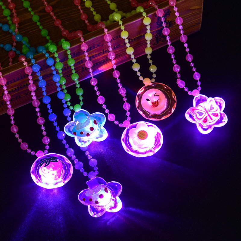 Glowing acrylic necklace led colorful flash children's toys fluorescent pendant pendant