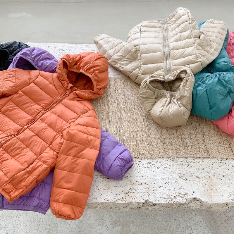 Children light and thin down clothes Winter Yanist boy down jacket for female baby CUHK Warm Pure Color Down Jacket