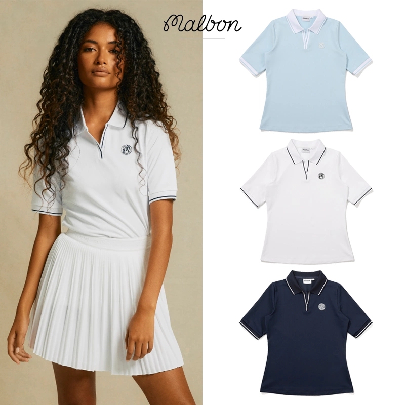 Korean Malbon Golf Clothing Women's Short-Sleeved T-Shirt Polo Shirt Summer New Style Sports Outdoor Breathable and Light