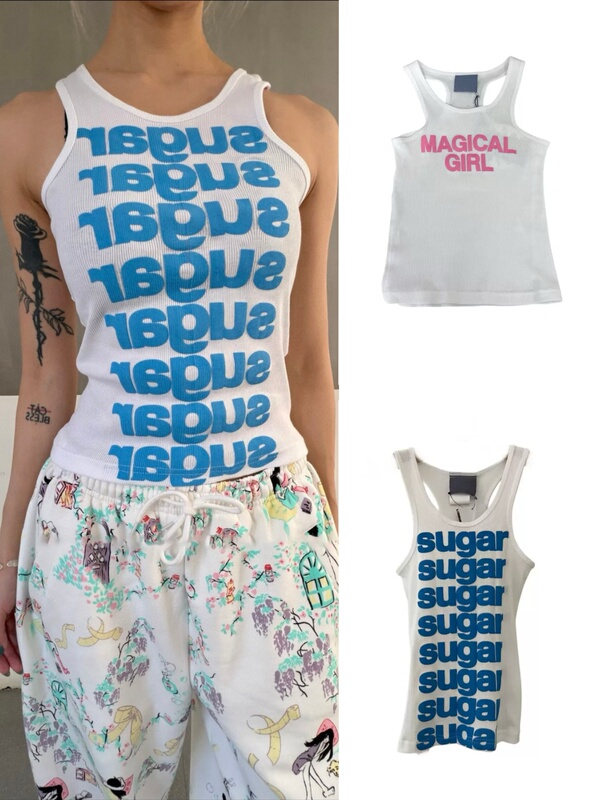 *Top Version* Niche Brand Lisa's Same Style Ashley26 New Hot Girl Letter Ribbed Camisole Dress