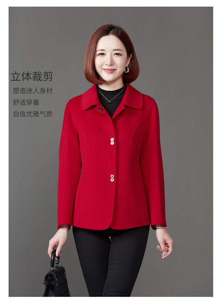 短款翻领中老年羊毛呢子羊绒大衣中年女装双面呢100%羊毛外套妈妈详情12
