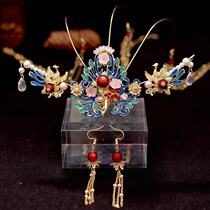 Hanfu headdress hair crown ancient style hair accessories head Crown tassel step shake Xiuhe bride phoenix crown classical fairy air accessories set