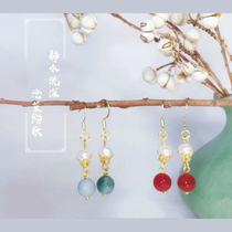 Lofang resignation of the classical palace elegant agate Dongling Jade daily earrings temperament cheongsam Hanfu ear clip