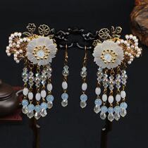 Tang Hanku ancient wind headdress step tassel hairclip beaded Han clothing hair accessories costume Live Performance Female