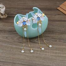 Ancient clothing hair clip headwear ancient style jewelry Hanfu accessories side clip hair accessories step shake tassel clip hairpin fairy