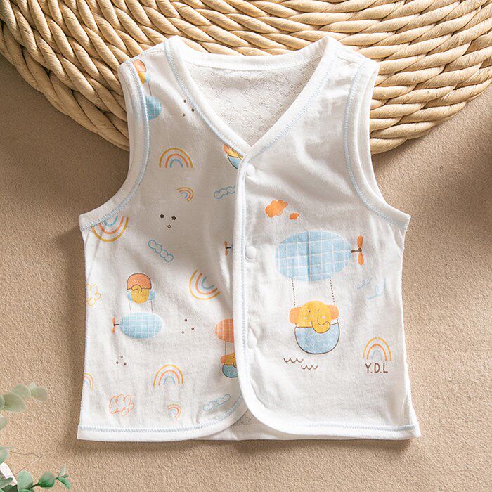 Baby Marcars Summer Boys and Females Baby Vest Horse Clothes for Boys and Females in Pure Cotton Gauze Without Sleeve Vest Breathable
