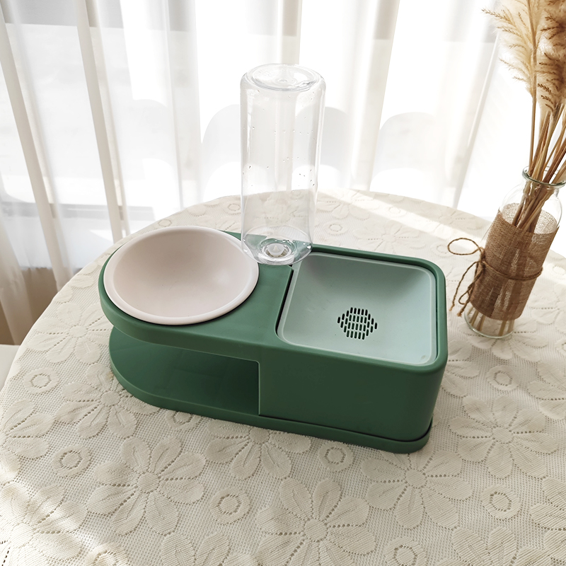 Cat bowls double bowl automatic drinking water cat food basin ceramic protection cervical spine anti-roll water drinking dog bowls dog basin pet supplies
