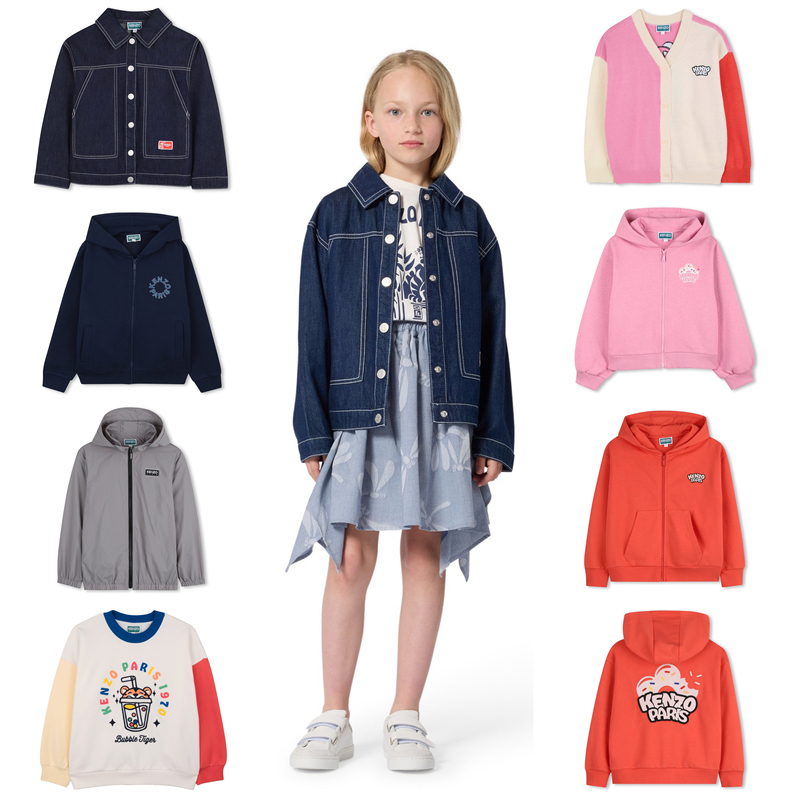 In-Stock Kenzo Children's Clothing 26 Spring/Summer Collection Kids' Jackets Baseball Jackets Zip-Up Jackets Casual Tops Cardigans Sweatshirts