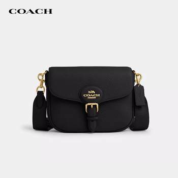 [Domestic Stock] Coach/Coach Amelia Leather Saddle Bag, Solid Color, Simple Women's Shoulder Crossbody Bag