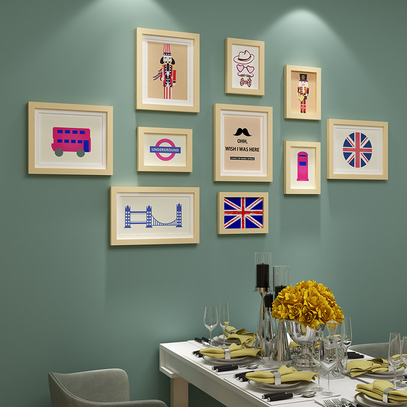 Solid wood minimalist photo wall European style photo frame wall Living room Bedroom Hanging Wall photo frame Composition Creative hanging wall Photograph Wall