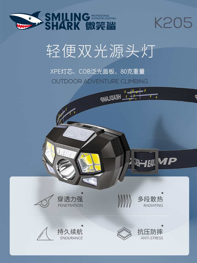 Japan imports German night fishing special led induction headlights floodlight charge ultra-bright head-on ultra light small