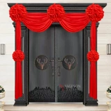 Свадебный красный цветочный шар, украшение для двери, комната молодоженов, вилла, самодельный дом, балкон, лестница, китайский свадебный шелковый букет