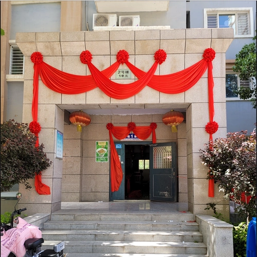 Свадебный красный цветочный шар, украшение для двери, комната молодоженов, вилла, самодельный дом, балкон, лестница, китайский свадебный шелковый букет