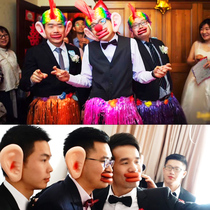 Big ears sausage mouth wedding jamb pick up the whole bridegroom prank the game props thick lips funny big pig mouth