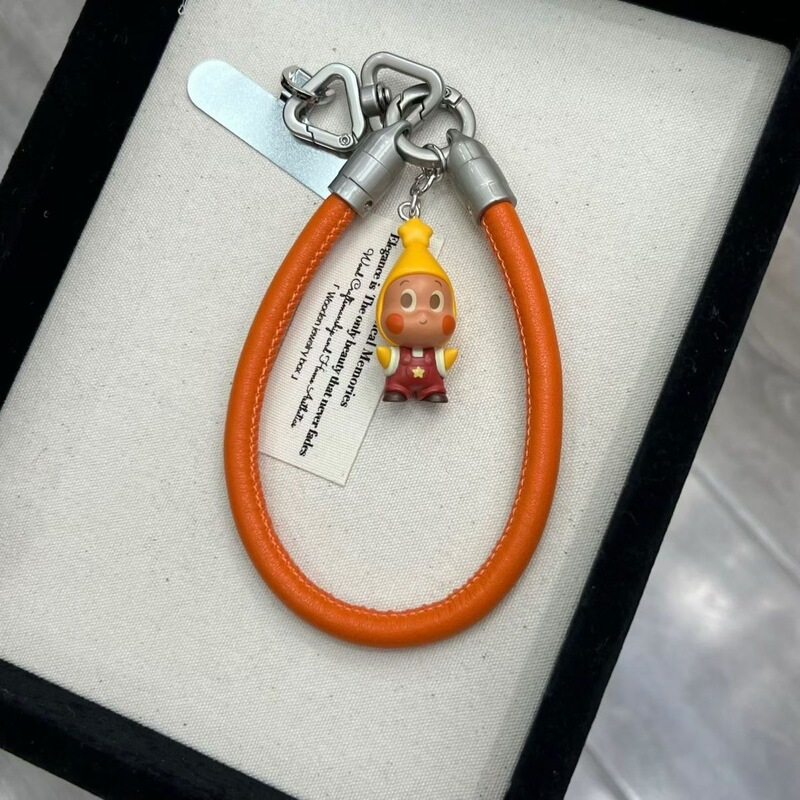 Bubble Mart Genuine Cute High-End Microfiber Leather Strap Phone Chain Keychain Wrist Anti-Loss Chain Trendy Toy