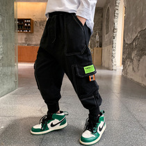 Boy pants plus suede 2022 New CUHK Scout Autumn Clothing Casual Thickening Boys Sports Acropolis Suede