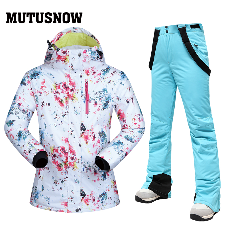 Ski Suit Women's Korea Winter Warm Waterproof Snowy Land Tourist Hiking Thickened Windproof Double Veneer Ski Suit