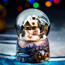 Jarll music box crystal ball night light music box ornaments children shovel snowflakes to send children Girl gifts