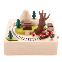 jeancard Music Box Wooden Music Box Alishan Little Train Birthday Gift for Girls Decoration Valentines Day