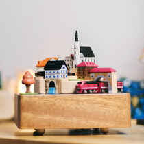 jeancard music box wooden music box rotating train autumn travel to send girls love birthday children