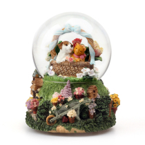 JARLL crystal ball music box cat flower basket cute music box send girl children birthday gift rotation