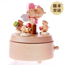 jeancard Taiwan Flying Piggy Music Box Creative Gift for Girls Girlfriend Male Wooden Music Box Birthday