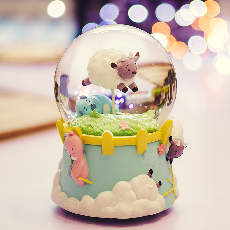 jarll water crystal ball music box eight-tone box girlfriend Children's birthday creative spin with snow to take a nap
