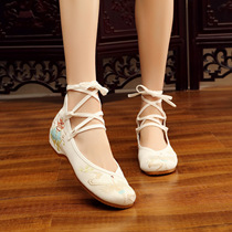 Crane dance Linglong Tower old Beijing cloth shoes Hanfu ancient embroidered shoes women non-slip breathable National style womens single shoes