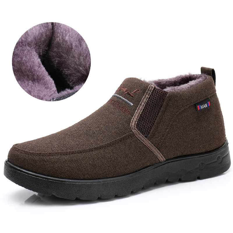 Tianzuxiang mid-tube plus velvet thick warm cotton shoes men's winter new middle-aged and elderly father shoes big cotton old Beijing cloth shoes