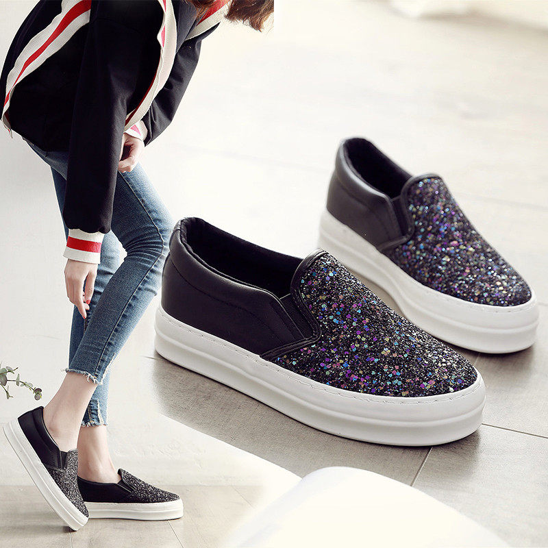 Far Wave 6717 Home Shoes Thick Bottom Sails Shoes Women Songcakes Bright Pieces Casual Non-slip Low Help Korean Version Student Shoes