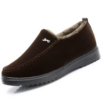Tianzuxiang middle-aged and elderly mens casual cotton shoes winter new old Beijing cotton shoes plus velvet to keep warm pedal father shoes