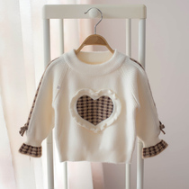 Autumn and winter little girl love round neck sweater Korean girl knitted jacket inside baby wear 0-1-2-4 years old 5