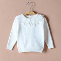 Girl sweater spring and autumn 2021 New Baby Girl white knitwear baby pullover base shirt 0-6 years old sweater