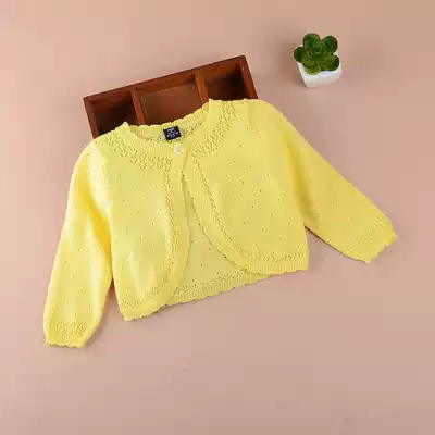 Children's clothing Girls air conditioning clothes small jacket shawl long-sleeved cotton infant baby hollow knitted cardigan summer thin section