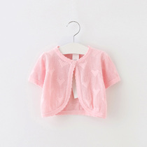 Girls small shawl summer thin childrens cotton cardigan outside baby air-conditioning shirt short sleeve shoulder sunscreen coat